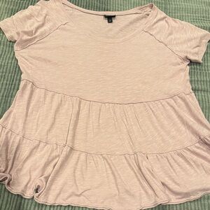 Torrid Light Pink Short Sleeve Ruffle Tee